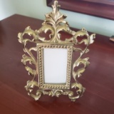 Antique Circa 1900 Ornate Brass Picture Frame by Rococo