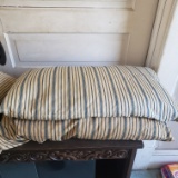 Lot of 2 Genuine Vintage Ticking Feather Pillows
