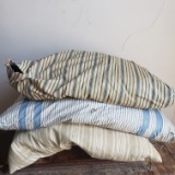 Lot of 2 Genuine Vintage Ticking Feather Pillows