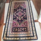 Vintage Area Rug, Vibrant Colors, Purple, Blue, Pink and Gray