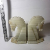 Pair of Vintage Alabaster Horsehead Bookends