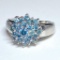 Gorgeous 10K White Gold Ring with Blue Cluster Stones Size 7.5