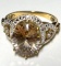 10K Gold Ring with Brown & Clear Stones Size 7