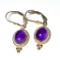 14K Gold Earrings with Purple Stones