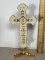 Porcelain Cross on Brass Stand