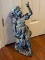 Tall Molded Resin Little Girl with Bird Statue