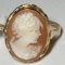 14Kt Gold Conch Shell Framed Cameo Ring Size 8 w/Tag