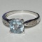 14K White Gold Ring with Light Blue Stone Size 8