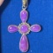 Large Sterling Silver Cross Pendant with Purple Stones