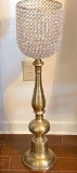 3 foot Tall Brass Candle Holder with Crystal Top