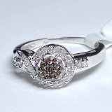 10K White Gold Diamond Ring Size 7