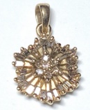 10K Gold Pendant with Clear Stones