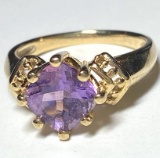 10K Gold Ring with Purple Stone Size 8