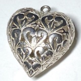 Beautiful Openwork Sterling Silver Puffed Heart Pendant