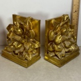 1995 Carved Gilt Flower Bookends