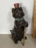 Adorable Carved Dog with Top Hat Figurine