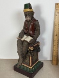 Heavy Molded Resin Monkey Reading Book Figurine