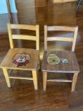 Pair of Adorable Hand Painted Wooden Children’s Chairs