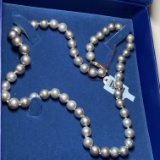 7-8mm Gray Cultured Fresh Water Pearl Necklace with 14K Clasp