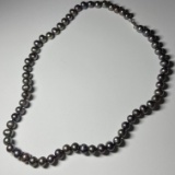 Dark Pearl Necklace with Sterling Clasp