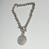 Sterling Silver Bracelet with Monogrammed Charm