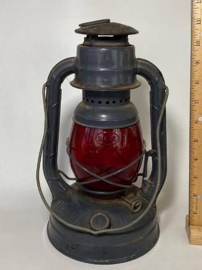 Vintage Dietz NY Little Wizard Lantern with Ruby Globe