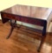 Mahogany Drop-Leaf Harp Table w/2 Drawers,Metal Claw Feet & Beautiful Carvings