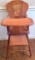 Vintage Wooden High Chair with Teddy Bear Decal