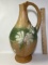 Beautiful Roseville Ewer with Handle & Embossed Floral Design Signed on Bottom