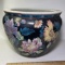Large Porcelain Oriental Jardiniere with Koi Fish Interior & Embossed Floral Design