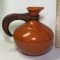Orange Bauer Pottery Teapot with Wood Handle Signed on Bottom