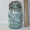 Vintage Blue Atlas Mason Jar with Glass Lid