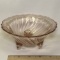 Footed Pink Depression Glass Swirl Bowl
