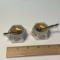 Vintage Pair of Porcelain Salt Cellars Made in France w/2 Sterling Silver Salt Spoons