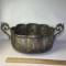 Hammered Metal Double Handled Planter with Embossed Floral Design