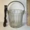 Vintage Glass Ice Bucket with Silver Plated Tongs & Handle