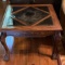 Wooden Glass Top Ball & Claw Side Table