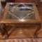 Wooden Glass Top Ball & Claw Side Table