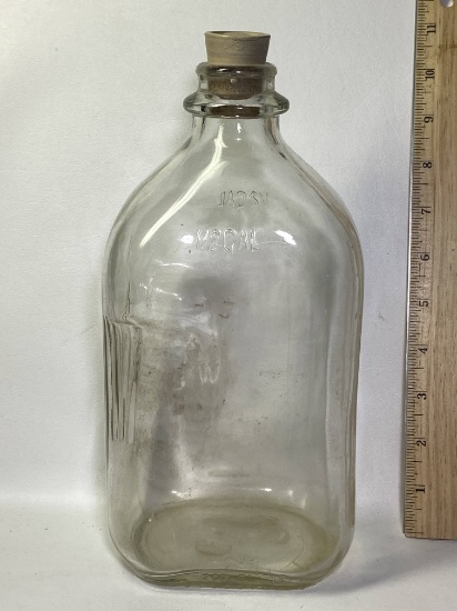 Vintage Glass 1/2 Gallon Milk Jug with Plastic Cork