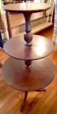 Vintage 3-Tier Mahogany Dumb Waiter Serving Table