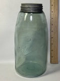 Vintage 9” Blue Ball Mason Jar with Original Zinc Lid