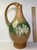Beautiful Roseville Ewer with Handle & Embossed Floral Design Signed on Bottom