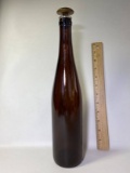 Tall Brown Glass Bottle with Cork Top