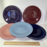 Lot of 5 Vintage Multi-Colored Fiesta Ware Homer Laughlin Plates