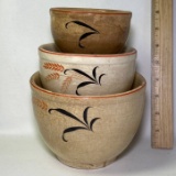 Set of 3 Small Universal Cambridge Pottery Nesting Bowls with Wheat Pattern