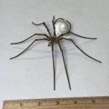 Vintage Brass Spider Figurine with Crystal Body