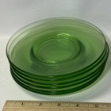 Set of 6 Vintage Vaseline Glass 6” Saucers