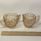 Vintage Pink Depression Jeanette Glass Sugar & Creamer Set