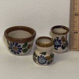 Lot of 3 Mexican Pottery Miniatures Signed on Bottom
