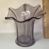 Purple Glass Wavy Edged Vase